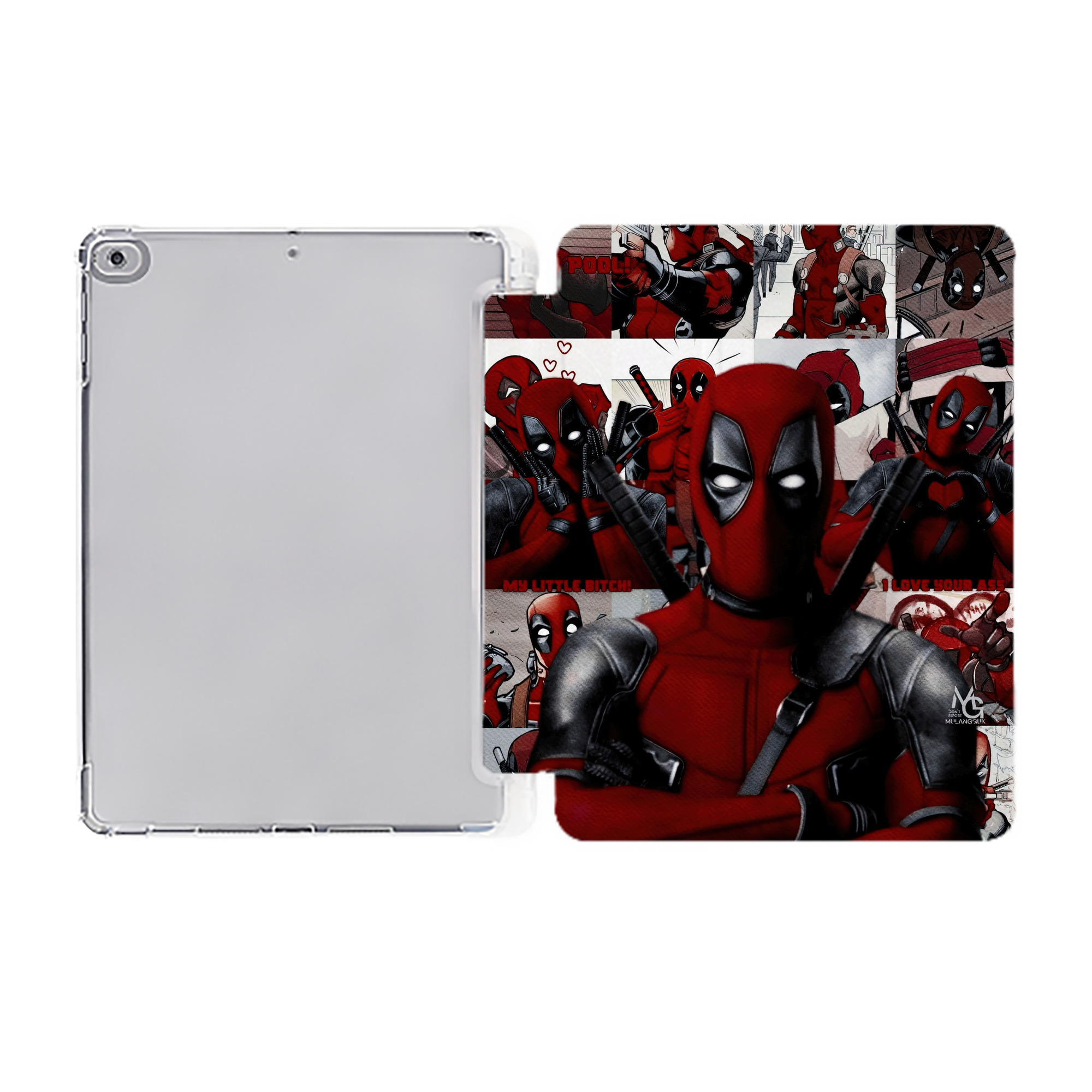 （画像用） Deadpool デッドプール IPad ケース ペン収納付き 三つ折りスタンド PUレザー×シリコン 対応機種9.5/10.5/10.9インチ